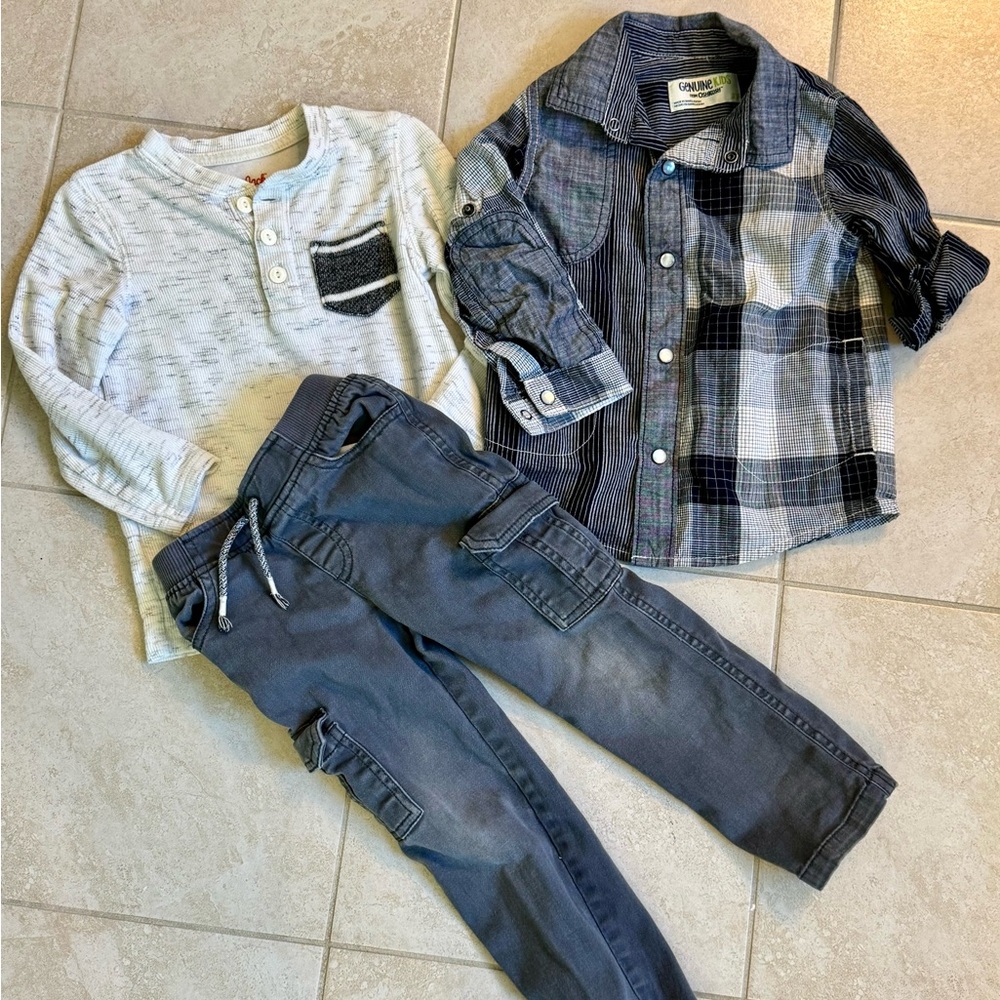Oshkosh Cat and Jack Jumping Beans 3T bundle Lot Pants Draw String Button Sleeve